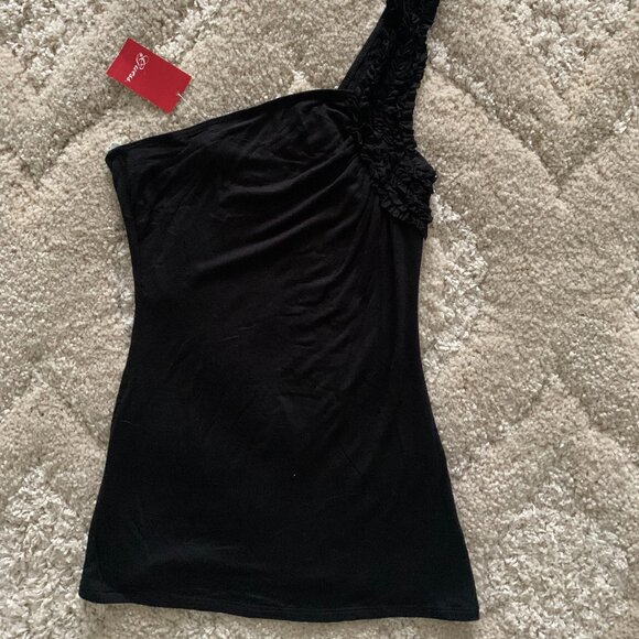 Guess Women's One- Shoulder Summer Black Top (NEW) - Picture 2 of 4